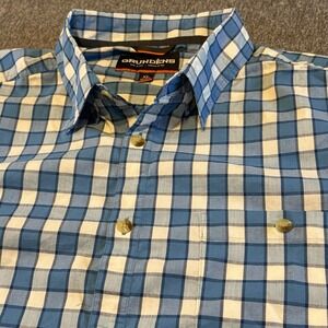Grundens Button Up Shirt Men's XL Blue Plaid Vented Fish Outdoor Lightweight
